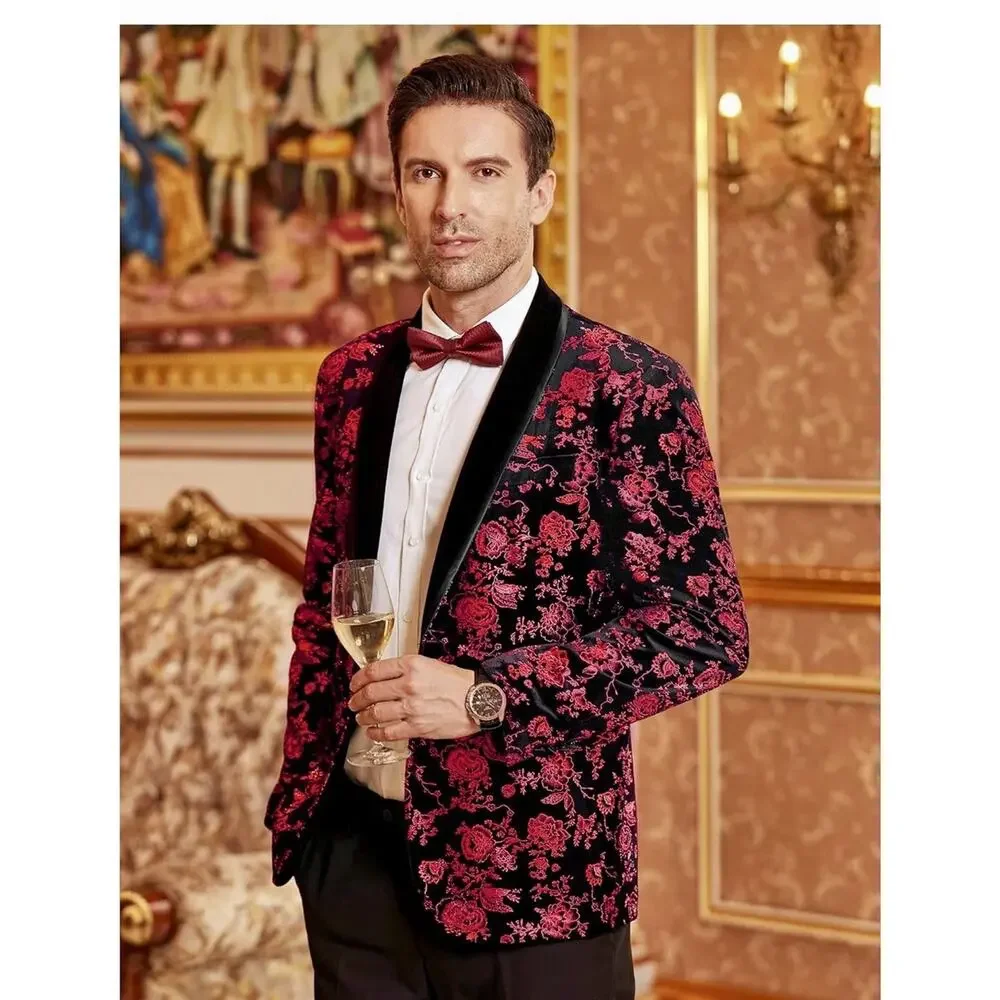 COOFANDY Men's Rose Blazer Suit Jacket Dinner Party Velvet Tuxedo Kentucky Derby